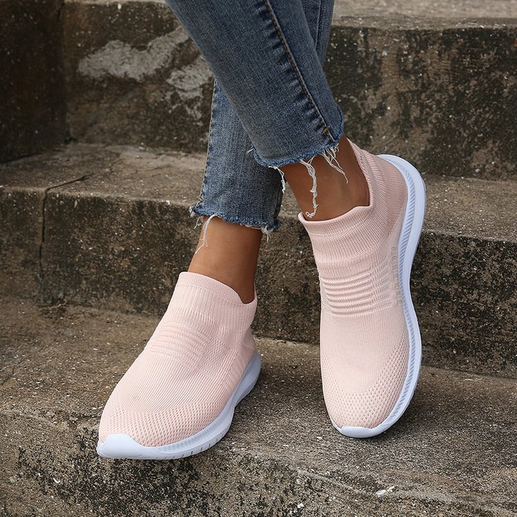 Orthopedic Knit Slip-On Sneakers – Lightweight Breathable Comfort Walking Shoes