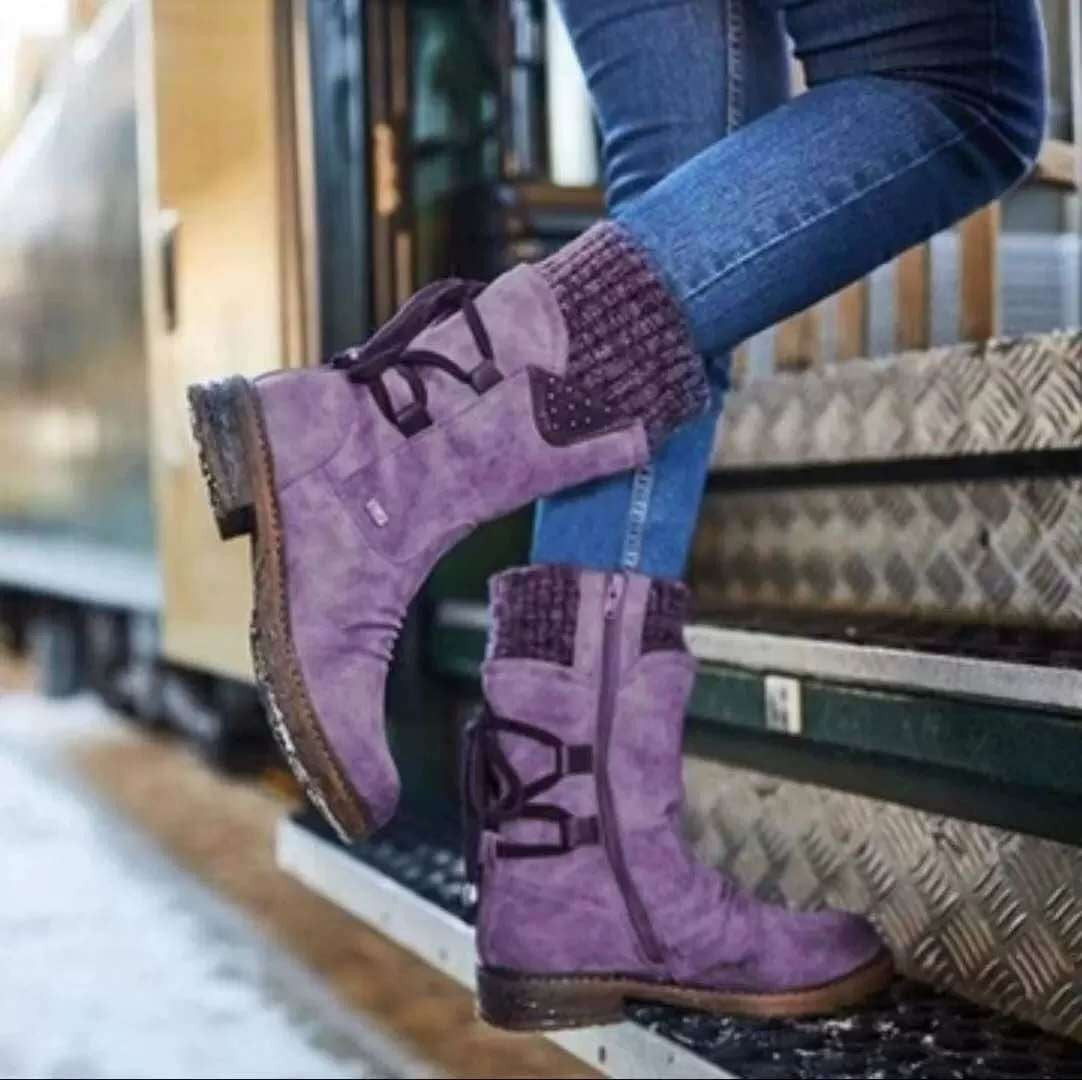 Marilyn | Suede Knit-Cuff Orthopedic Winter Boots