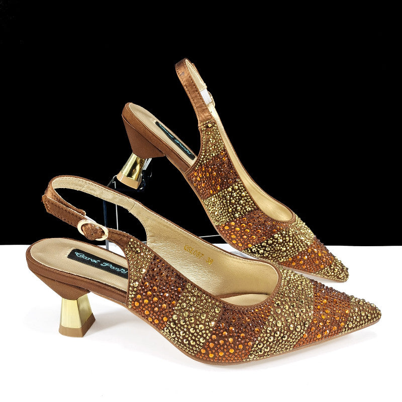 Faloura | Women’s Orthopedic Rhinestone Slingback Kitten Heels