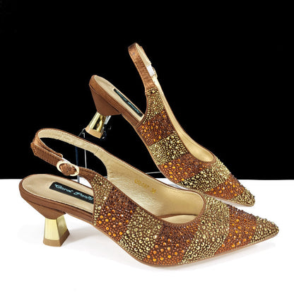 Faloura | Women’s Orthopedic Rhinestone Slingback Kitten Heels