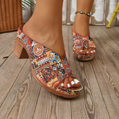 Giselle | Women’s Orthopedic Boho Printed Block Heel Sandals