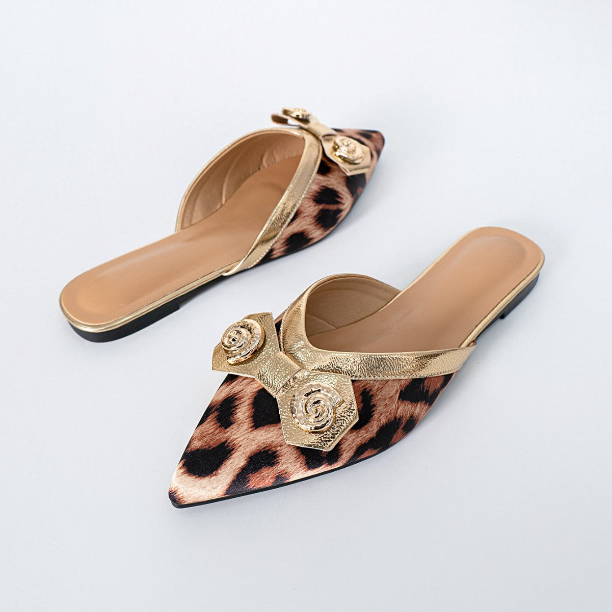 OrthoCare | Metallic Bow Pointed Toe Mule Flats