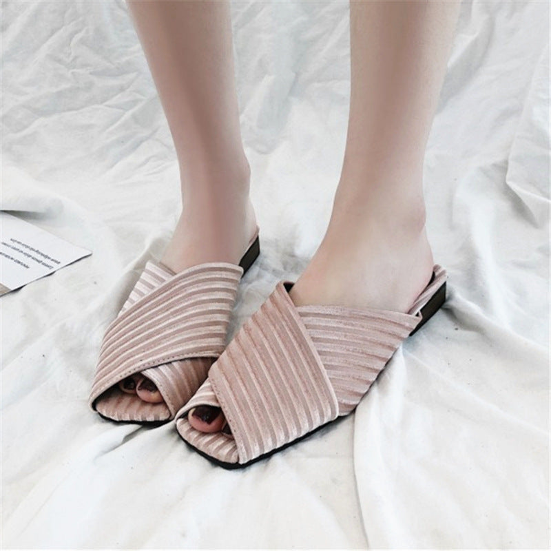 Bambina | Women’s Orthopedic Pleated Cross Strap Comfort Slide Sandals