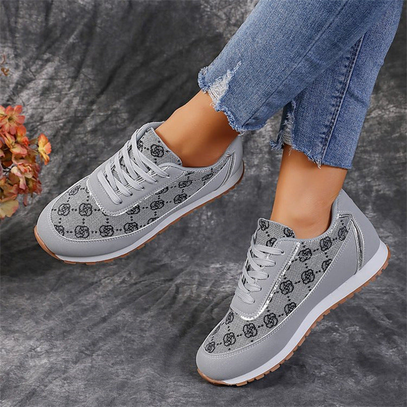 Selena | Orthopedic Flower Print Lace-up Sneakers
