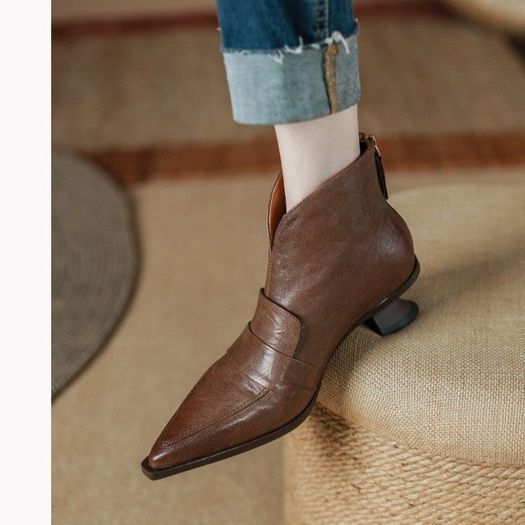 OrthoCare Vintage Ankle Boots - Pointed Toe Comfort