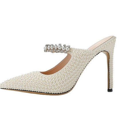 Evalisse | Women’s Orthopedic Rhinestone Pointed Toe Mule Heels
