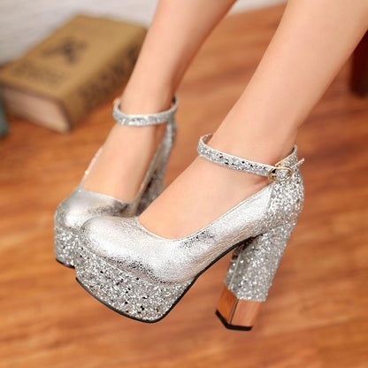 OrthoCare Retro Patent Leather Platform Shoes With A Single Buckle