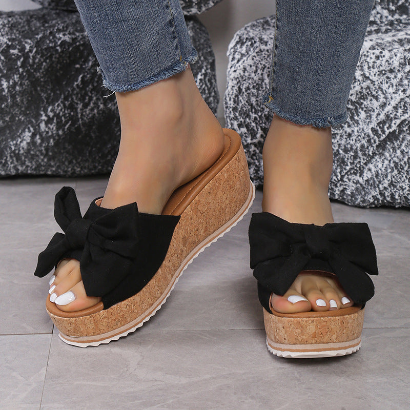 OrthoCare Wedge Slippers - Leopard Bow Comfort