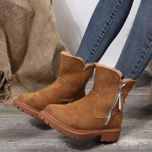 Sabrina | Orthopedic Fur-Collar Suede Side-Zip Chunky Winter Boots