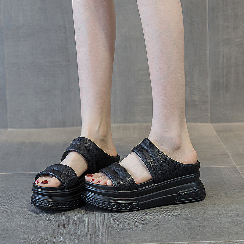 OrthoCare Double Strap Platform Comfort Slide Sandals