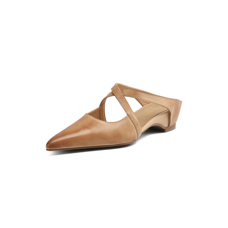 OrthoCare Cowhide Mules - Pointed Toe Comfort