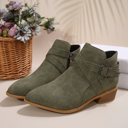 OrthoCare Ankle Boots - Chunky Heel Leather Comfort