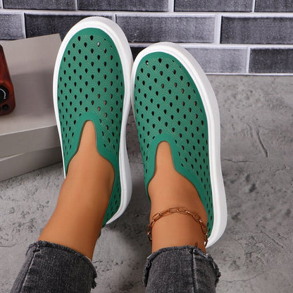 OrthoCare Women’s Perforated Slip-On Sneakers – Breathable Platform Comfort Shoes