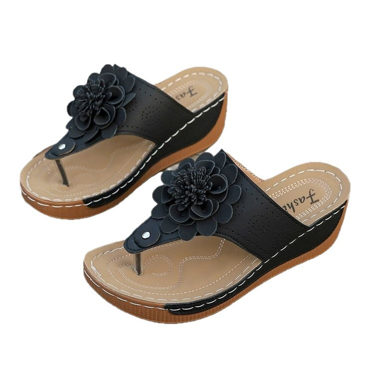 Brenna | Women’s Orthopedic Floral Wedge Slide Sandals