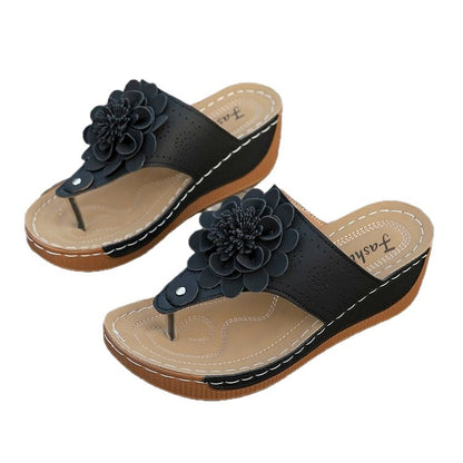 Brenna | Women’s Orthopedic Floral Wedge Slide Sandals