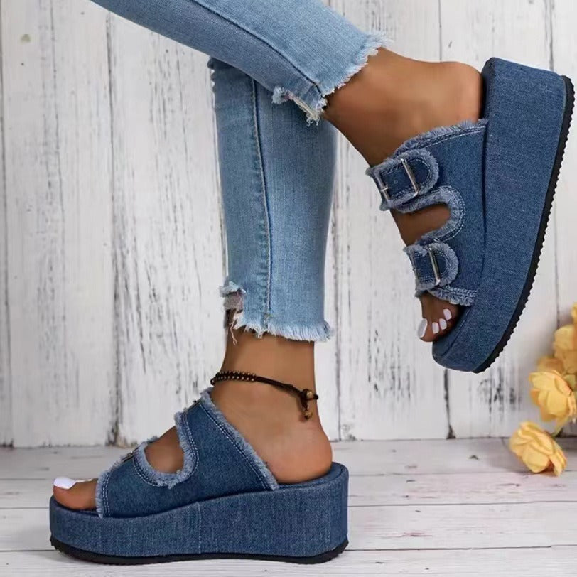 OrthoCare Double Buckle Platform Comfort Slide Sandals