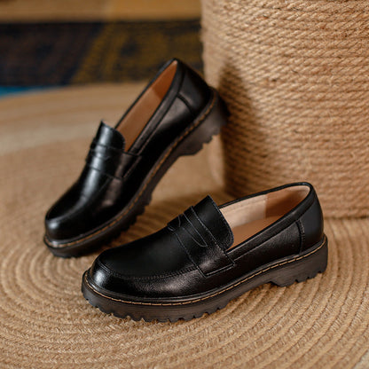 OrthoCare Leather Loafers - Round Toe Low Heel