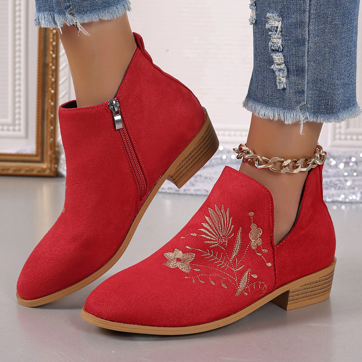 OrthoCare Printed Short Boots - Pointed Toe Comfort