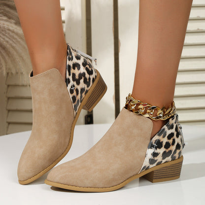 OrthoCare Leopard Boots - Chunky Heel Comfort