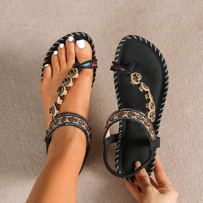 Hyacinthe | Women’s Orthopedic Boho Beaded Toe Ring Sandals