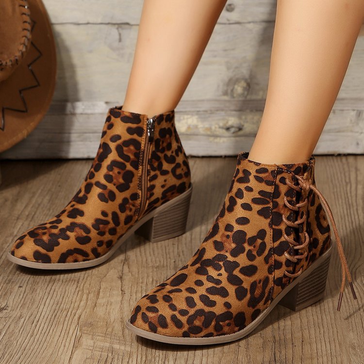 OrthoCare Leopard Print Boots - Side Strap Comfort