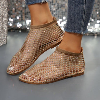 OrthoCare Hollow Flat Sandals With Rhinestones - Summer Fashion