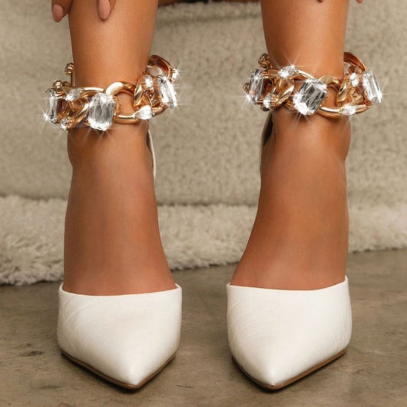 OrthoCare Synthetic Fiber High Heels With Rhinestones