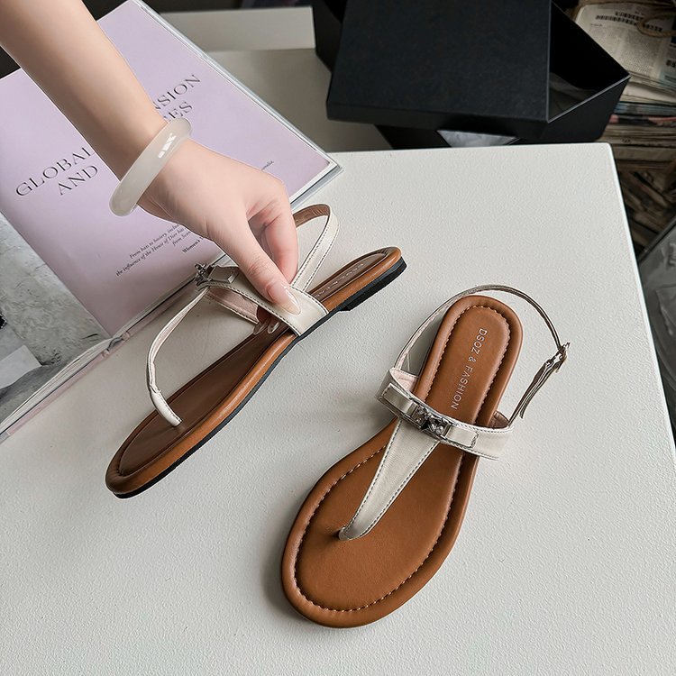 Tivielle | Women’s Orthopedic Rhinestone Toe Ring Flat Sandals