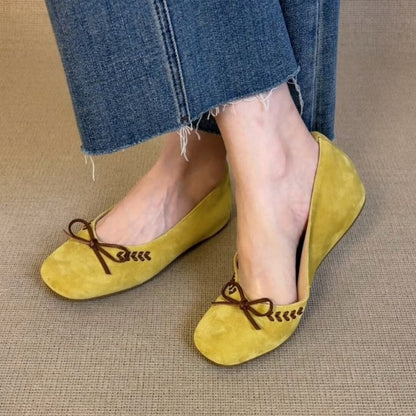 Clarimond | Women’s Orthopedic Suede Bow Ballet Flats