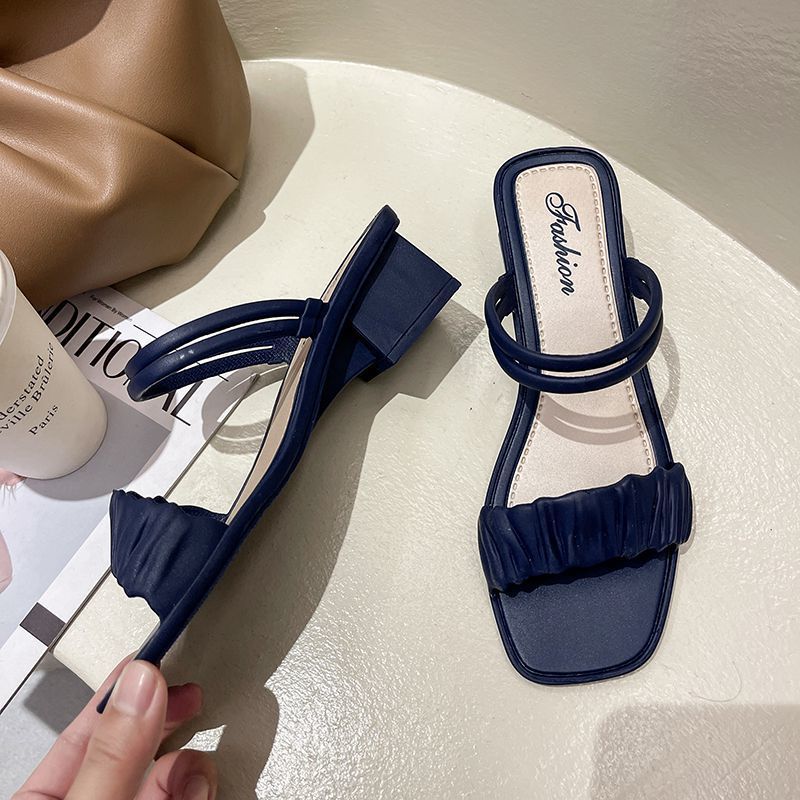Berenice | Women’s Orthopedic Ruffle Strap Block Heel Mule Sandals