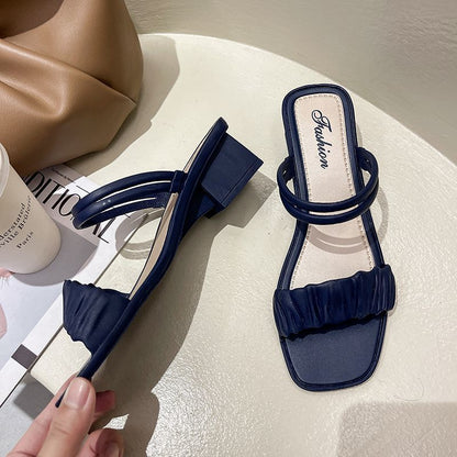 Berenice | Women’s Orthopedic Ruffle Strap Block Heel Mule Sandals