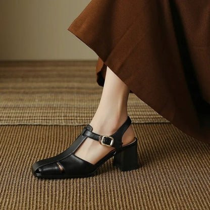 OrthoCare Retro Chunky Heel Closed Toe Sandals