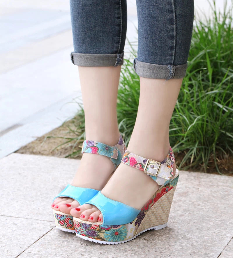 OrthoCare Floral Heeled Sandals - Unique Elegance