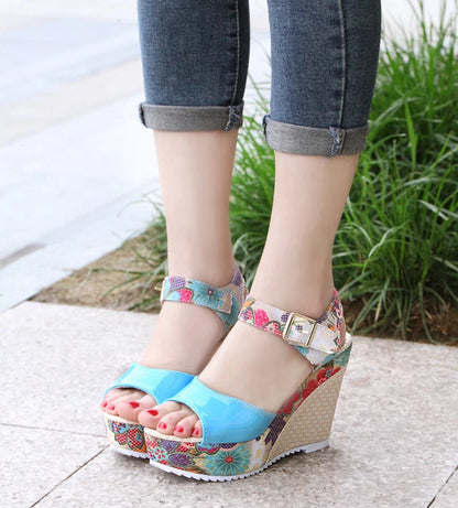 OrthoCare Floral Heeled Sandals - Unique Elegance