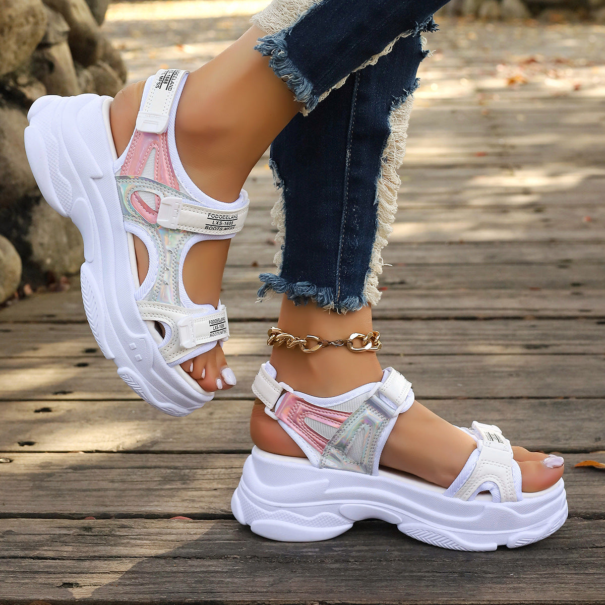 OrthoCare Chunky Platform Sport Sandals With Adjustable Straps