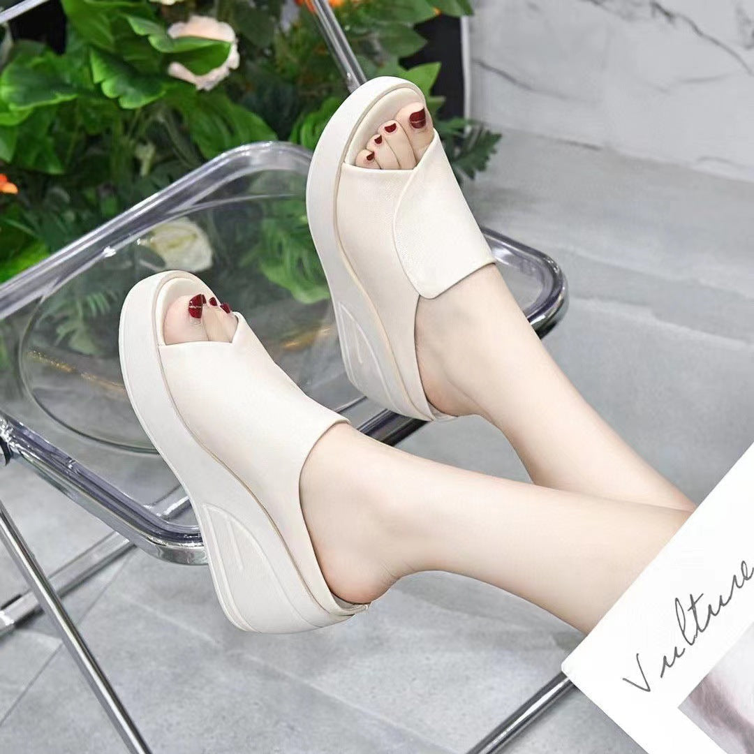 Tularee | Women’s Orthopedic Peep Toe Platform Wedge Slide Sandals