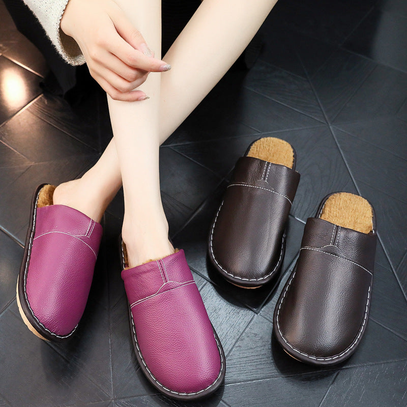 OrthoCare Non-Slip Winter Leather Slippers For Indoor Use