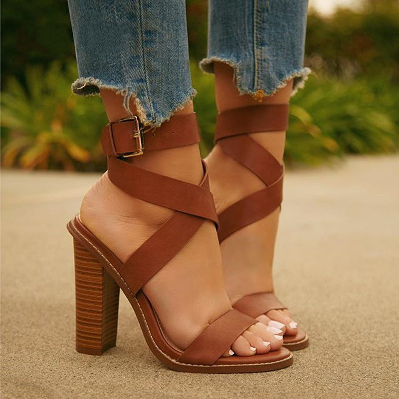 OrthoCare Plus Size Sandals With Chunky Heels
