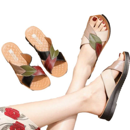 Savella | Women’s Orthopedic Leaf Patchwork Comfort Slide Sandals