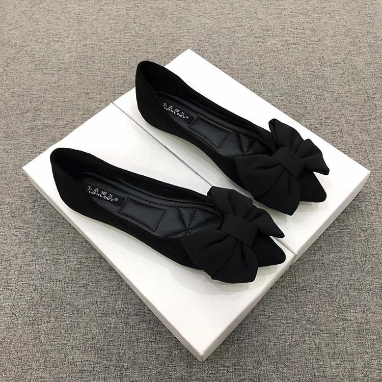 OrthoCare Women's Flats - Rubber Sole, Black Bow