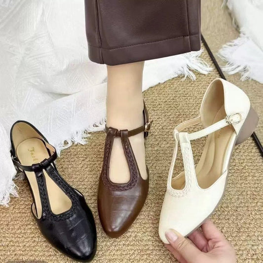 Sandy | Orthopedic Soft Leather Pointed Cross-strap  Shoes
