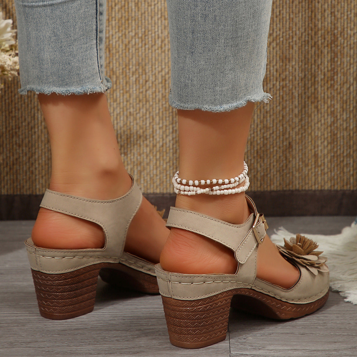 OrthoCare Floral Chunky Heel Sandals - One Size Fits All