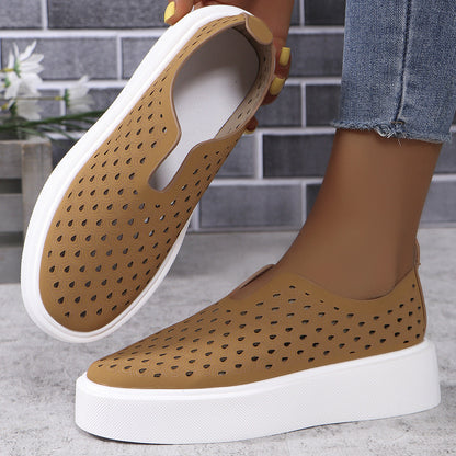 OrthoCare Women’s Perforated Slip-On Sneakers – Breathable Platform Comfort Shoes
