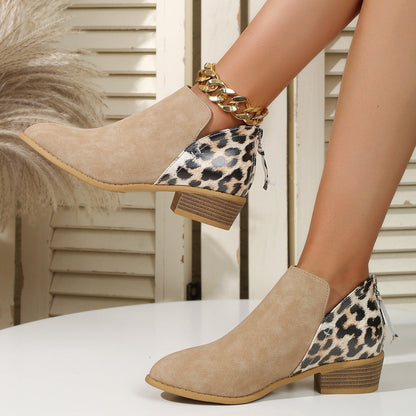 OrthoCare Leopard Boots - Chunky Heel Comfort