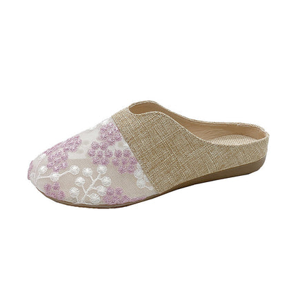 OrthoCare Floral Embroidered Slip-On House Slippers
