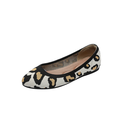 OrthoCare Women’s Leopard Knit Ballet Flats – Lightweight Breathable Comfort Shoes