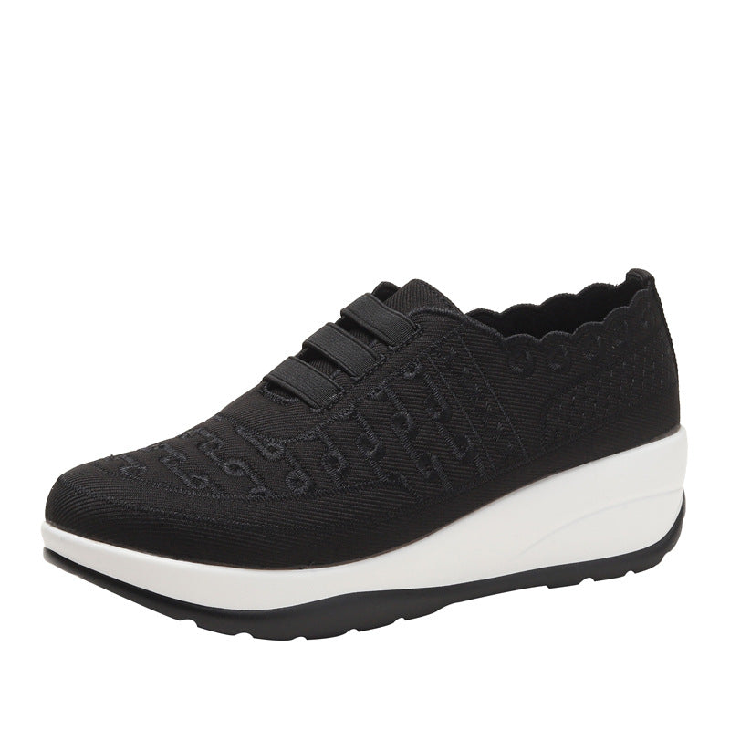 OrthoCare Women’s Wedge Slip-On Sneakers – Lace Detail Comfort Walking Shoes