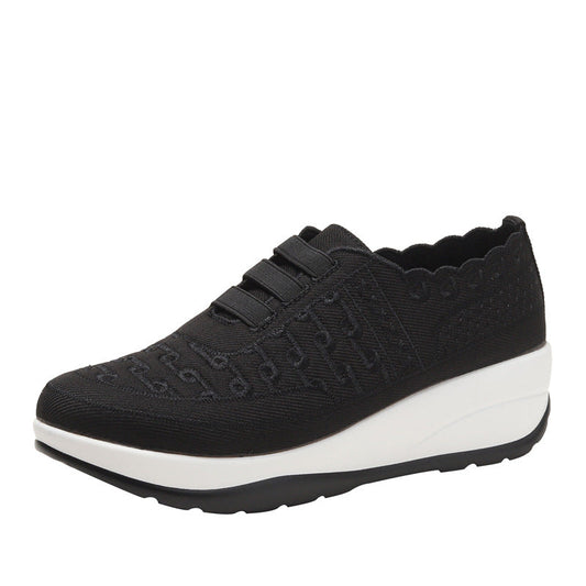 OrthoCare Women’s Wedge Slip-On Sneakers – Lace Detail Comfort Walking Shoes