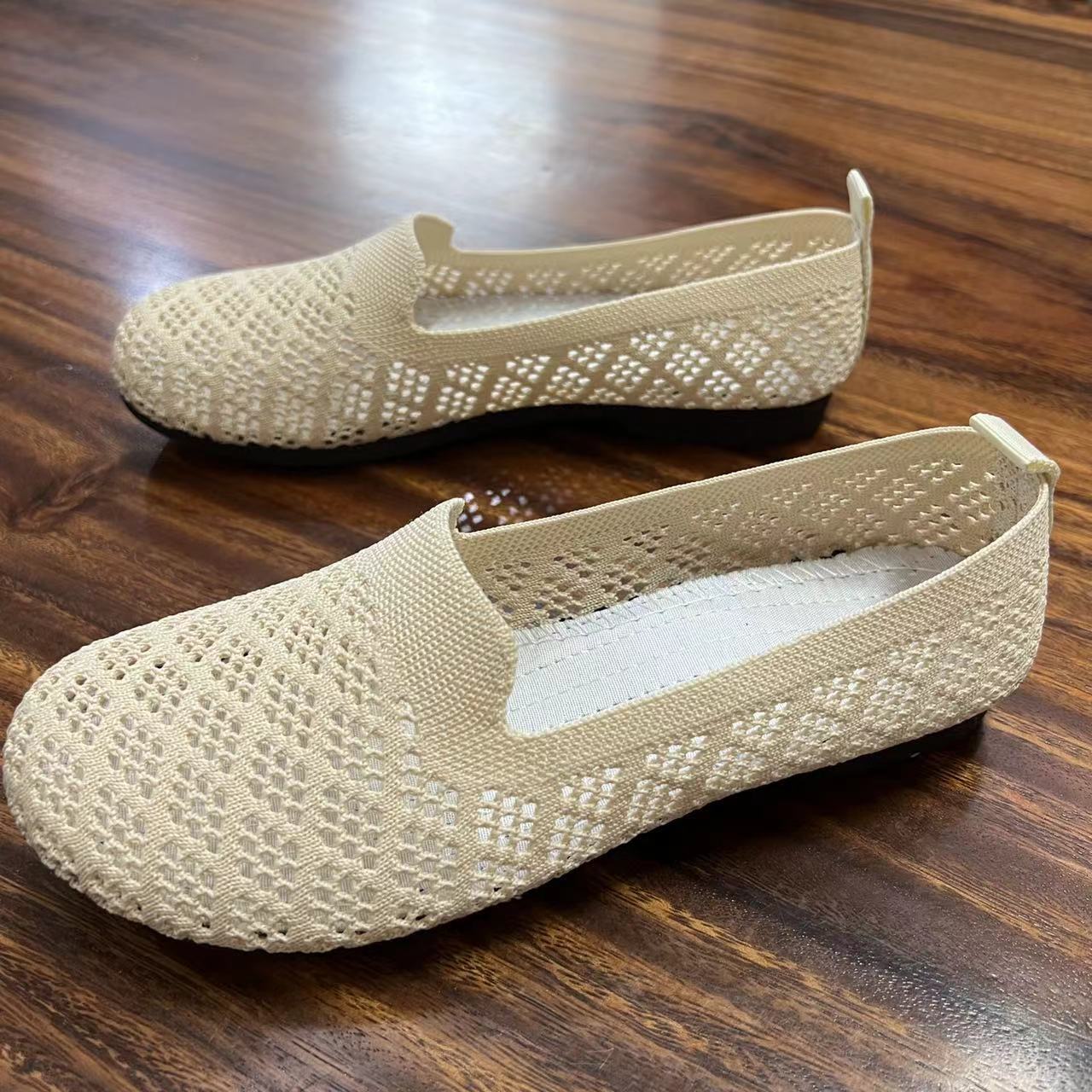 Orthopedic Breathable Slip-On Flats – Lightweight Perforated Comfort Walking Shoes