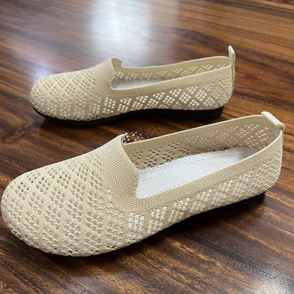 Orthopedic Breathable Slip-On Flats – Lightweight Perforated Comfort Walking Shoes